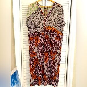 CAbi Vibrant Escape Animal Print Sheer Kimono Kaftan Cover-Up - M